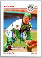 1991 Line Drive AAA #144 Joe Kmak SIGNED   Denver Zephyrs