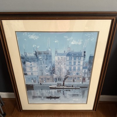 MICHEL DELACROIX Wood Framed ''Le Canal'' 30 x 35'' hand signed 
