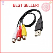 Flsazrx USB to 3RCA Cable,USB A 2.0 Male to 3 RCA Female Video Audio Capture Car