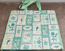 TJ MAXX - Tropical Flowers, Trees & Birds - Large Reusable Shopping Tote Eco Bag
