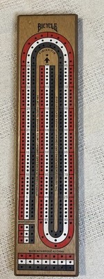 Bicycle Wood Cribbage Board Red White Blue 3 Player Cribbage Game Board