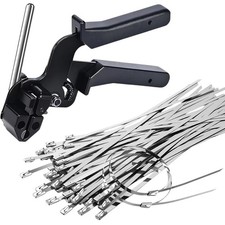 Stainless Steel Cable Tie Gun with 100pcs Met...