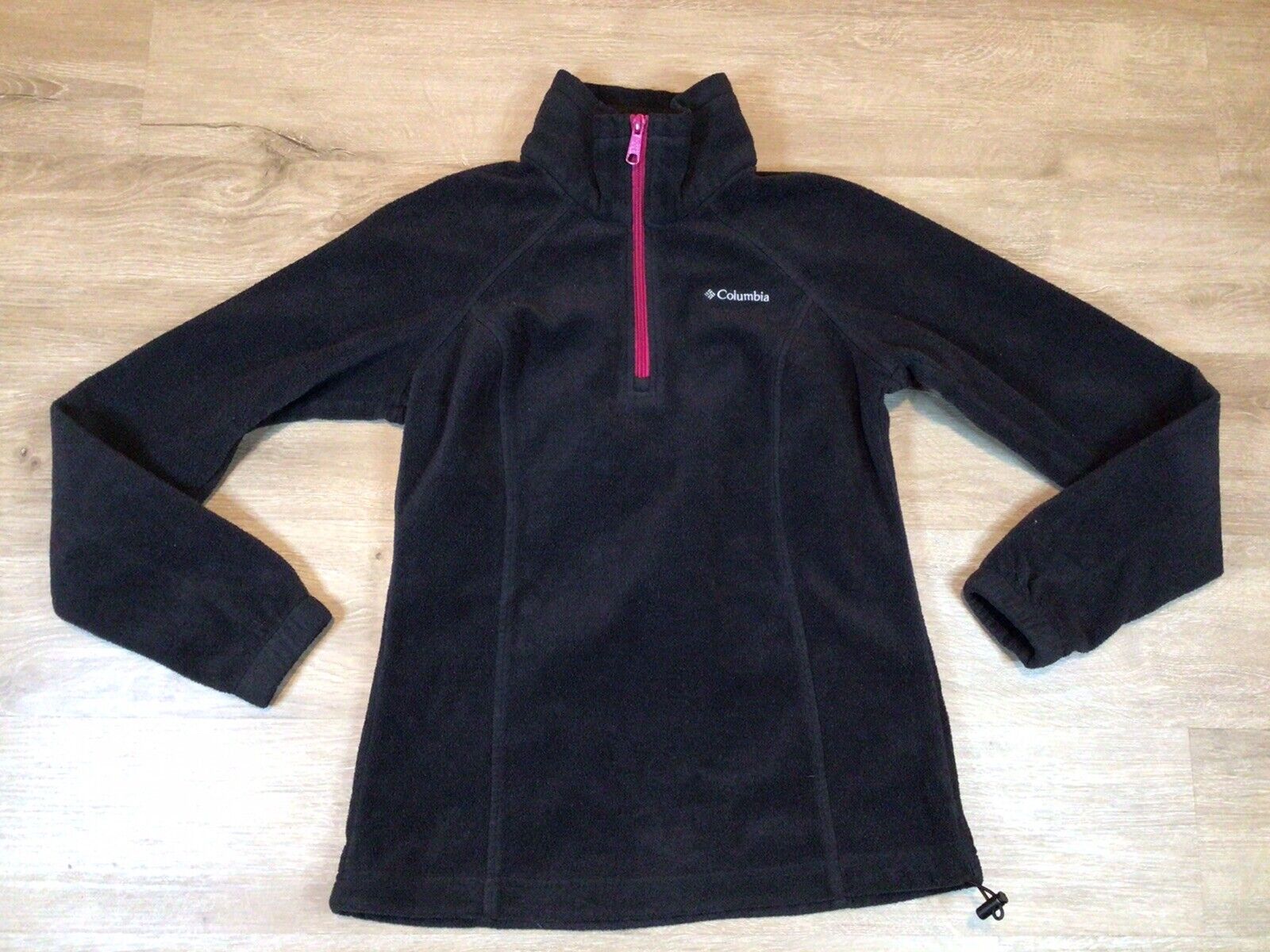 Women’s Columbia Black Fleece 1/4 Zip Pullover Sz XS Black Pink Sweatshirt