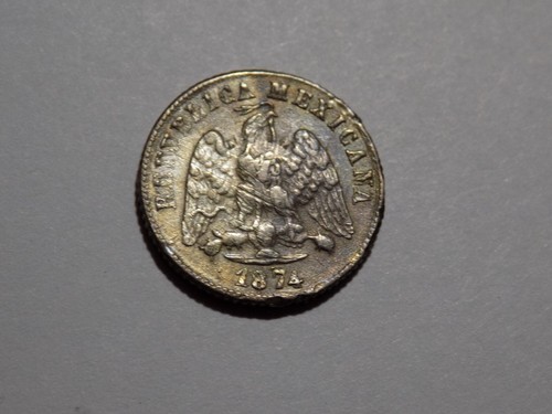 1874-Pi H - 7/7 - Mexico Silver 10 Centavos - KM#403.9 - Scarce! - VF+
