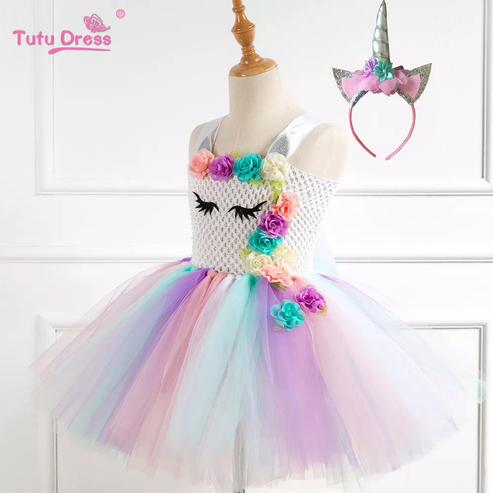 Toddler Girls' Afro Unicorn Rainbow Tulle Pullover Dress - Pink