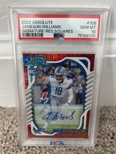 2022 Absolute Signature Red Squares Jameson Williams PSA 10 22/50
