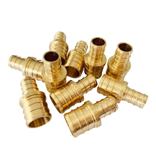 EFIELD 10 PCS 3/4" X 1/2" PEX BRASS FITTING STRAIGHT REDUCING COUPLING,LEAD FREE