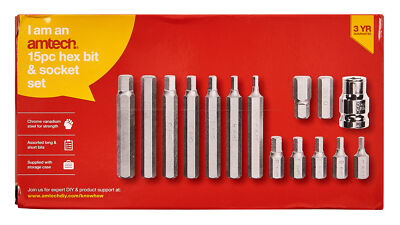 15Pc Hex Bit Socket Set 1/2'' Set Allan Allen Long Short 30Mm 75Mm Crv Adaptor