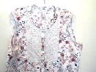 Coldwater Creek Top Size XL White Peach Floral Sleeveless Cotton Linen Lace