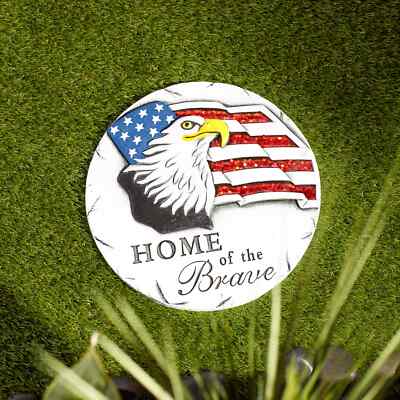 Home of The Brave Patriotic Flag & Eagle Stepping Stone - 10 1/4'' ROUND - CEMENT