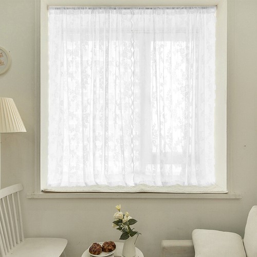 Pair (x2) Voile Eyelet Ring Top Curtains - Net Voile Sheer Curtain - Lucy Panel - Picture 6 of 14