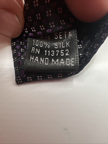 Pronto Uomo Men’s All Silk Necktie Purple Black White - Picture 12 of 16