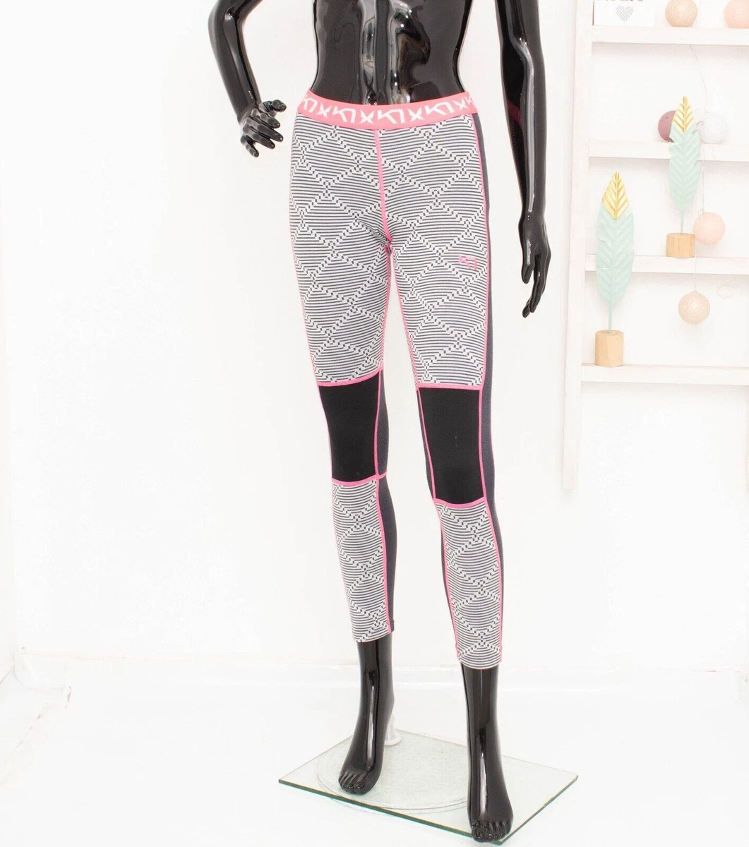 KARI TRAA Merino Leggings Bottom Grey Geometric Thermal 100 Wool Base Layer S