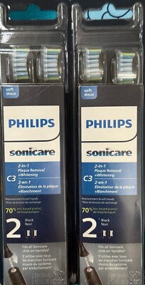 2X Philips Sonicare C3 Plaque Control Brush Heads 2X 2ct = 4ct New Fast Ship