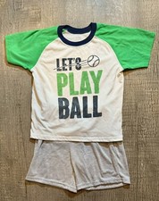 Carters Boys 2 Pc  Play Ball  T Shirt  Shorts Pajama Set - Size 8