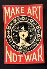 OBEY STICKER “MAKE ART NOT WAR” 2 3/4 X 4“￼ GLOSSY RARE FIND OG