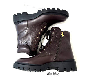Coach Men\'s Citysole Black Embossed Logo‎ Leather Combat Boot Size 10.5D Coach Men main image 4
