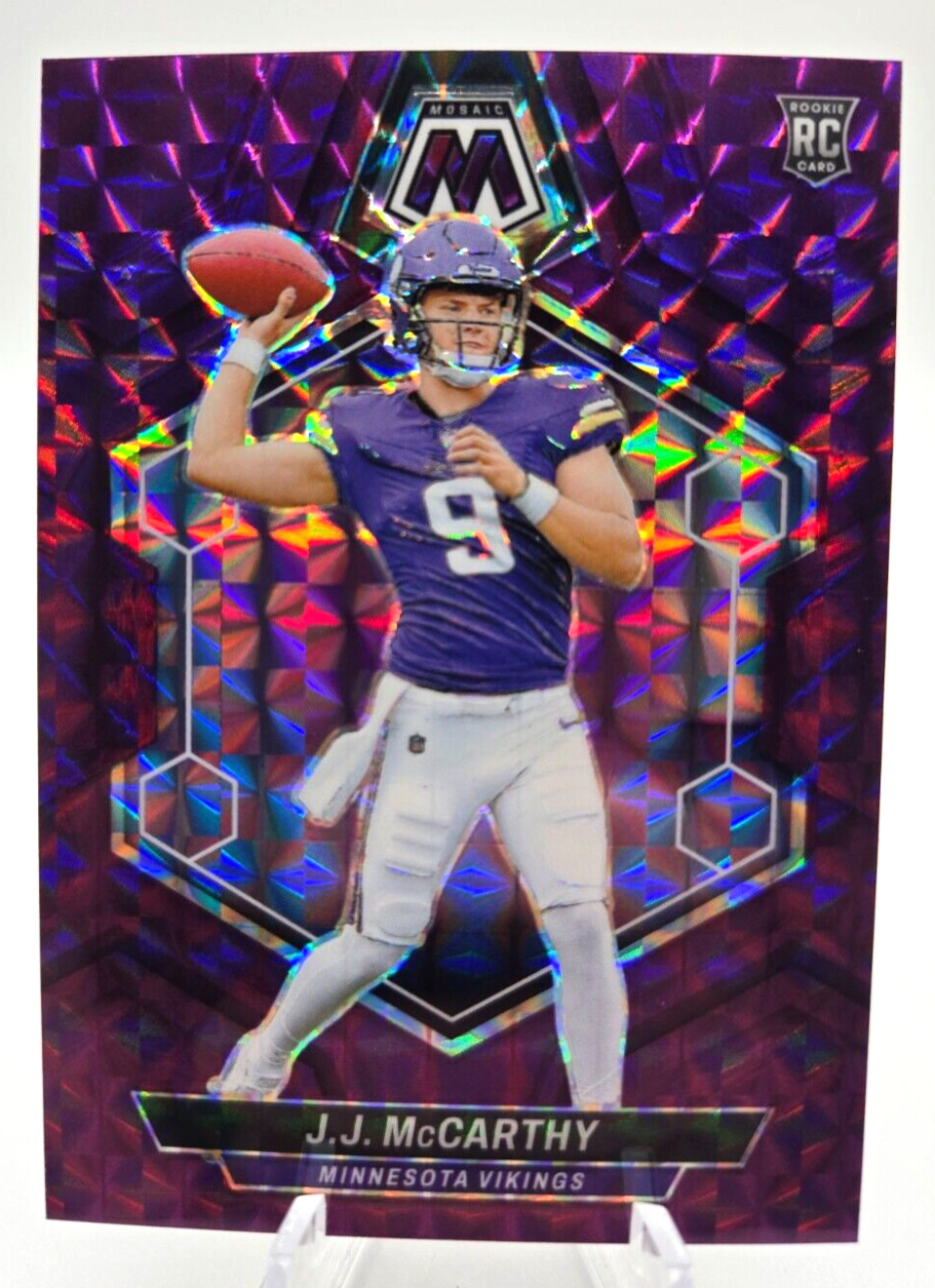 2024 Panini Mosaic J.J. McCarthy #310 Purple Mosaic Prizm /49 (RC)