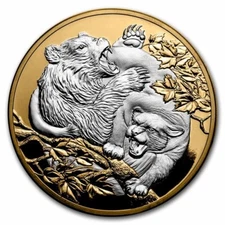 2022 Niue 5 oz Silver Proof Apex Predators: Cougar vs Bear