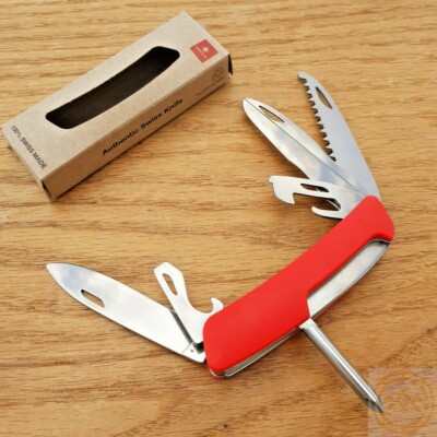 Swiza D10 Multi Tools Pocket Knife Stainless Steel Blades Red Synthetic Handle