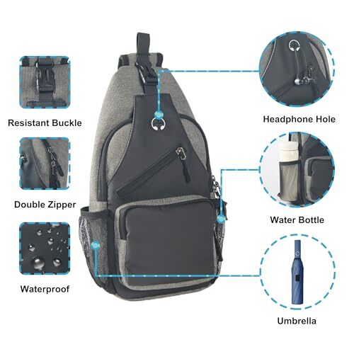 Crossbody Bags Sling Backpack,Multipurpose Cross body Shoulder Bag for Beige - Bild 4 von 6