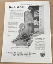 Chicago Pneumatic Tool Co. 1924 orig vintage print ad 20s illus Red Giant drill