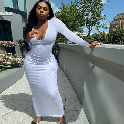 Long Sleeve bodycon Casual Midi dress 