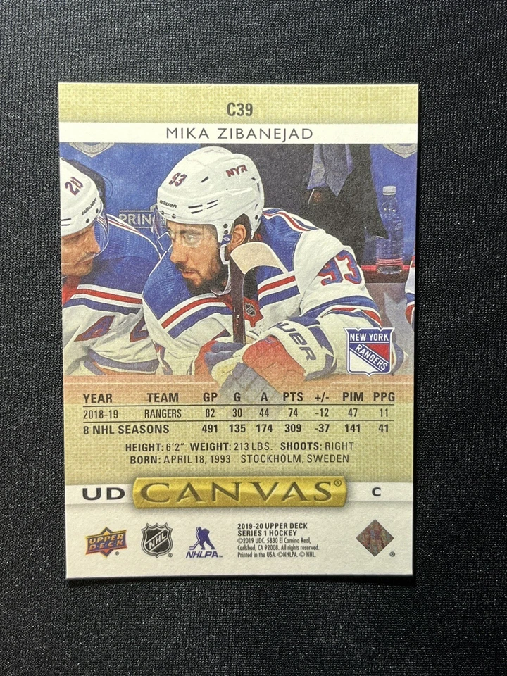 Mika Zibanejad 2019-20 Upper Deck UD Canvas #C39 - Image 2 of 2