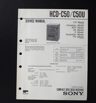 Original SONY HCD-C50 /C50U HiFi-System Service Manual / Service Anleitung S-4
