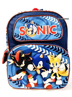 Sonic The Hedgehog 3D 16'' Large Backpack Tails Shadow Sega Carry All Travel Bag 