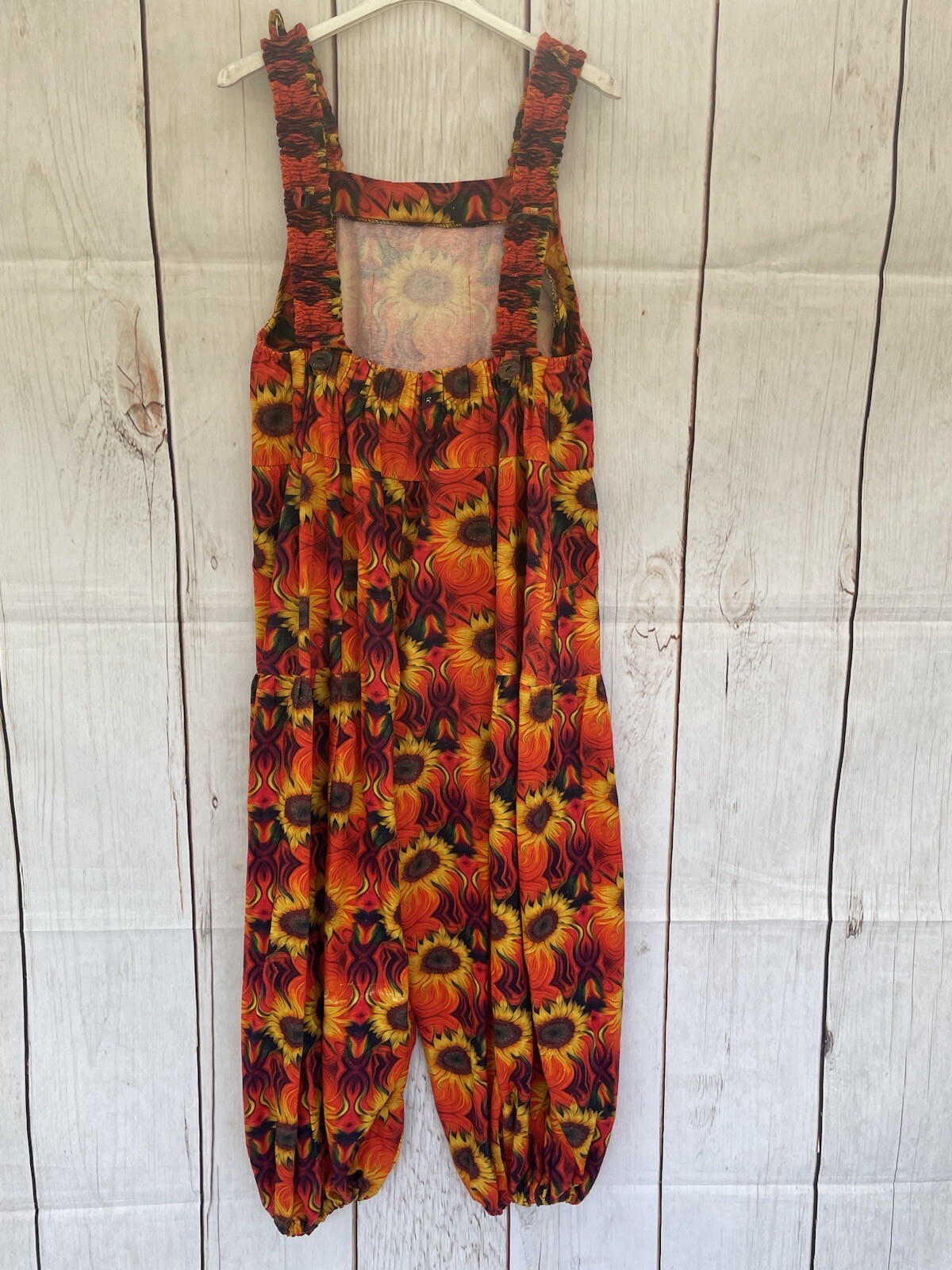 NEPAL COTTON SUNFLOWER DUNGAREE'S HIPPIE FESTIVAL BOHO ELASTICATED FREE