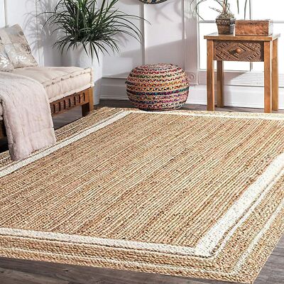Teppich Jute Läufer Landhaus 100% Geflochten Handmade Rustikal Optik Natürlich