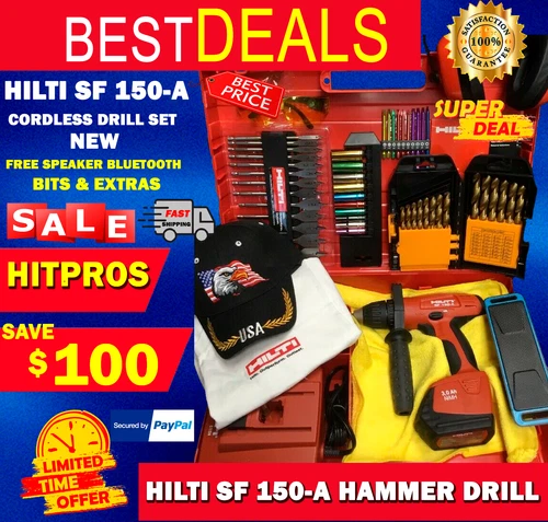 HILTI SF 150-A CORDLESS DRILL SET, NEW, FREE BITS, SPEAKER, EXTRAS,