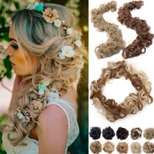 Large Long Scrunchie Hair Updo Curly Messy Bun Piece Wrap Extensions Ponytail US