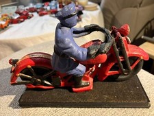 ANTIQUE 6" CAST IRON MOTORCYCLE COP TOY FOR 25