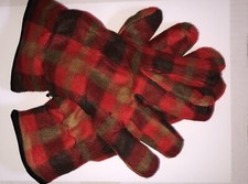 Womens Tartan Red Plaid Check Fashion Gloves One Size