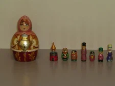 Russian Nesting or Counting Doll, 8 Pieces, Beautifully Painted Lady