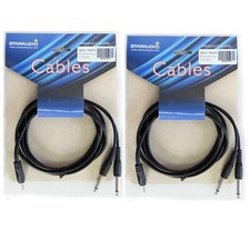 Pair 6ft 3.5mm Male Stereo Cables to Dual 1/4-Inch Mono Cable Audio Mixing Cable