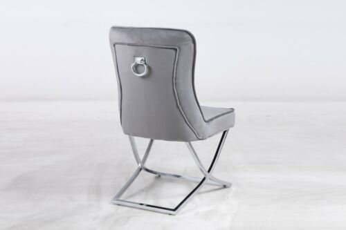 Marble 130, 160, 180 cm Dining Table with 6 Velvet Chairs Black Cream Grey White - Picture 50 of 64