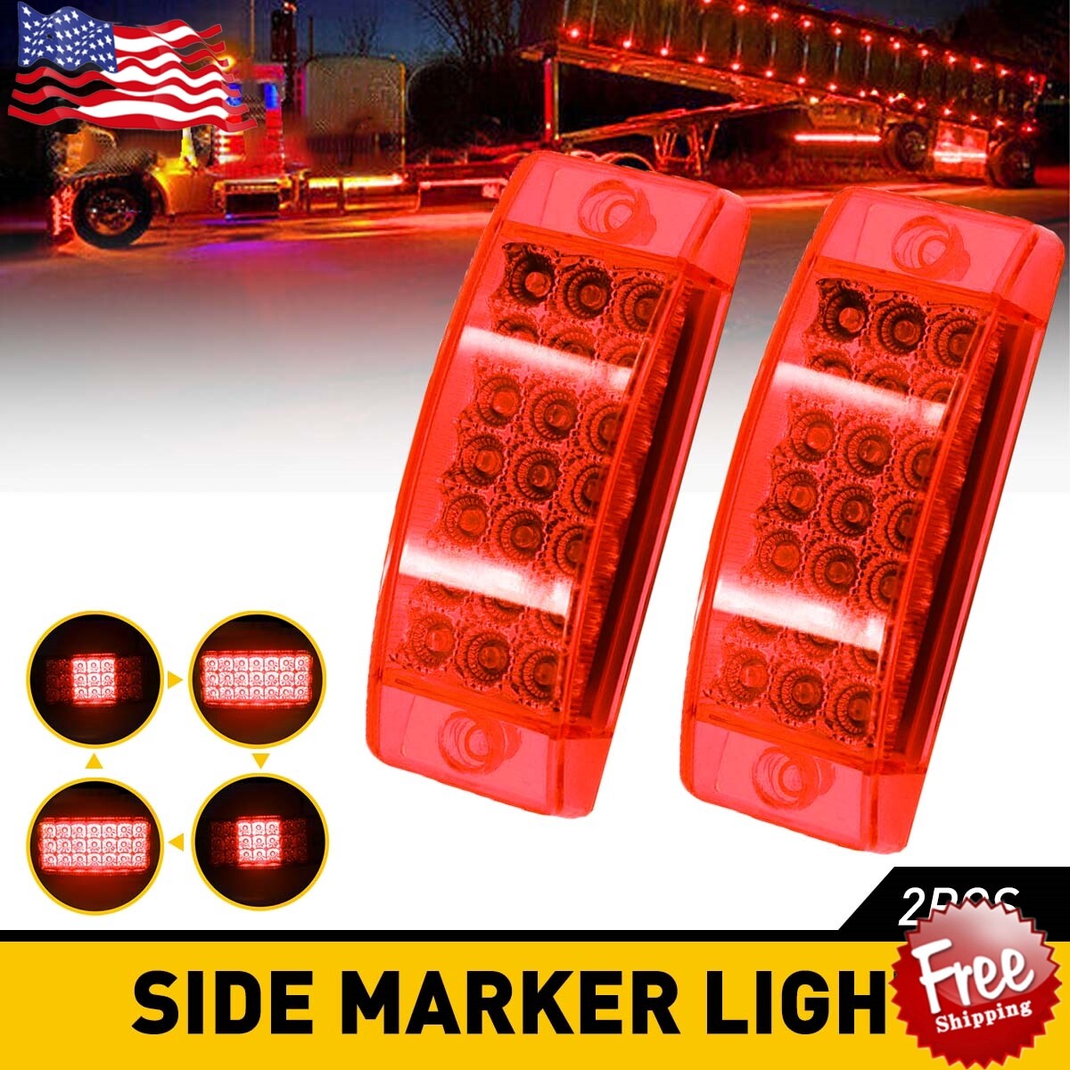 2-Pack or 4-Pack 6-Inch 21-LED Clearance Side Marker Lights for Trucks and Trailers - Amber Turn Signal Lights with Durable Housing and High Visibility Design