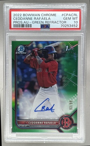 Ceddanne Rafaela 2022 Bowman Chrome Green Refractor 1st RC Auto 93/99 PSA 10