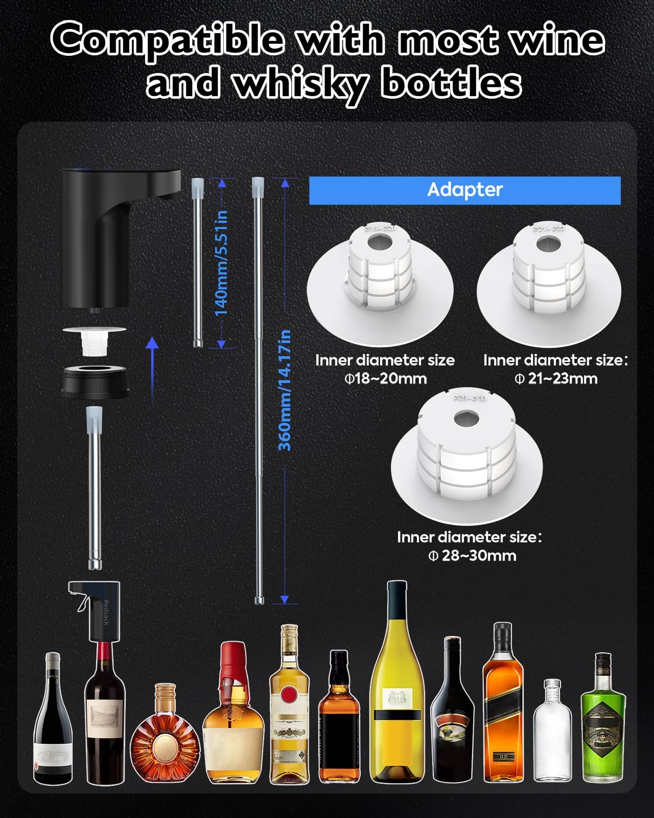 Smart Digital Wine Dispenser for Home Bar & Electric Aerator with Auto Stop, ...