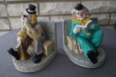 2 sehr gepflegte,schwere Clown Buchstützen aus Keramik