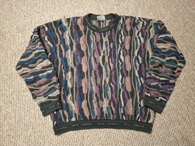 COOGI Australia Vintage Multi Color 3D Cotton Knit Pullover Sweater Unisex SZ L