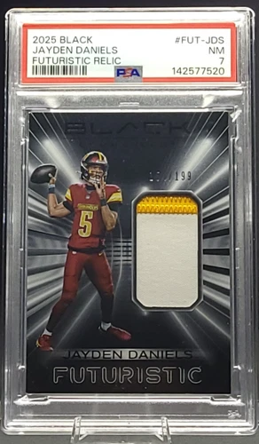 2025 Panini Black Futuristic Jayden Daniels #FUT-JDS /199 PSA NM 7