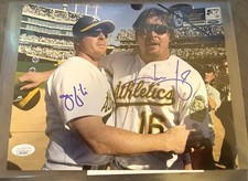 Giambi Brothers Signed Dual Signature Pose 4 Baseball 8x10 Photo (JSA)
