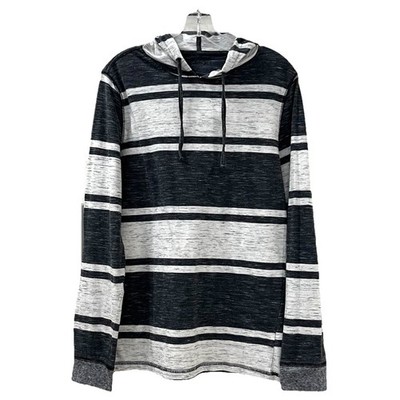 Carbon Women's Hoodie L Gray White Heather Striped Functional Drawstring Sports