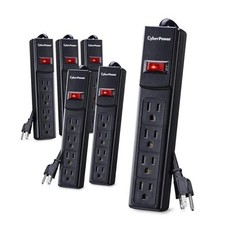 CSB404MP6 Essential Surge Protector, 450J/125V, 4 Outlets, 4ft Power 6 Pack