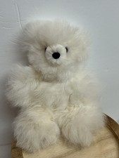 ALPACA Fur Small Teddy Bear Plush White Furry Fuzzy Soft 7 Inch Doll Toy