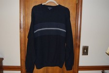 Nautica Men's Long Sleeve Sweater Black With Grey Chest Stripe Size Large